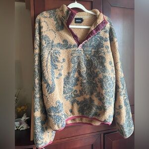 URKOOL Damask Men's Tan and Gray Sherpa Pullover Medium